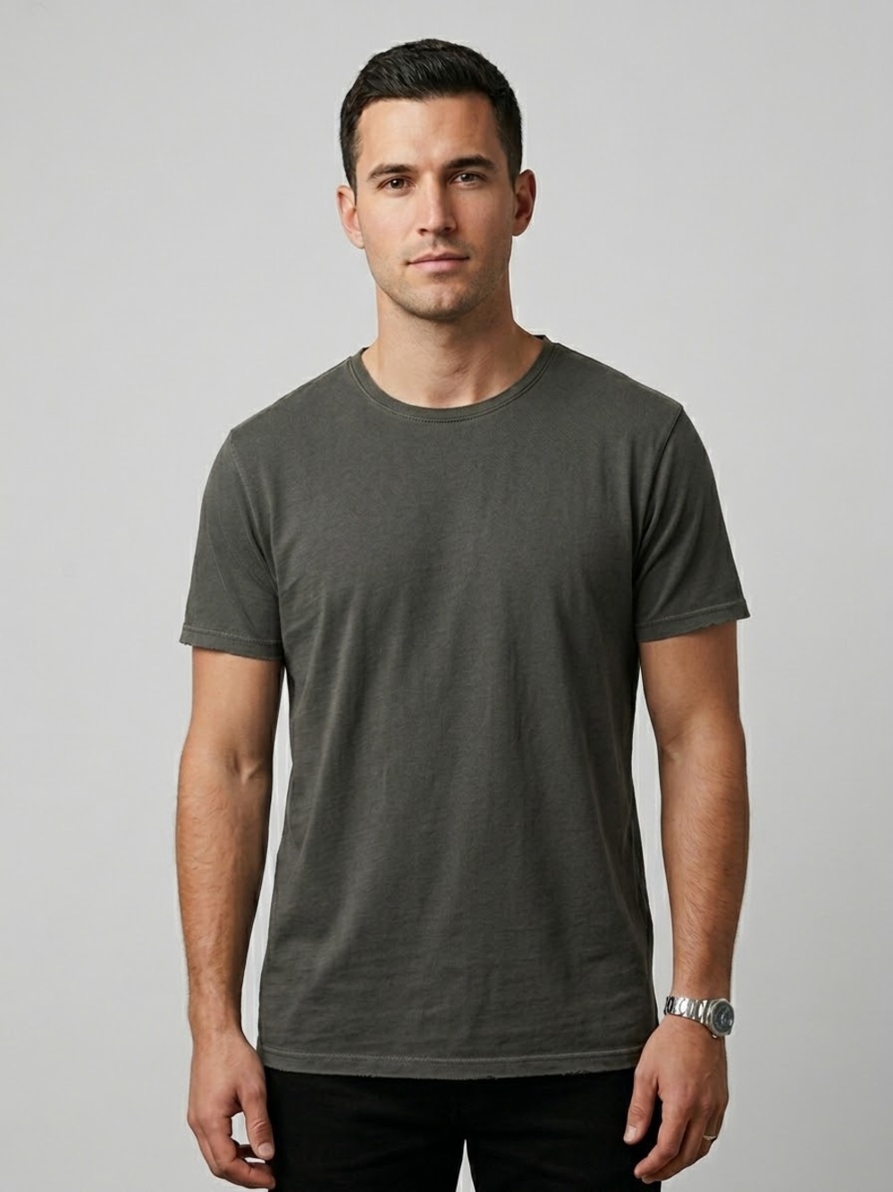 Massimo Dutti Men's 100% Cotton Short Sleeve Crew Neck T-Shirt minimalist